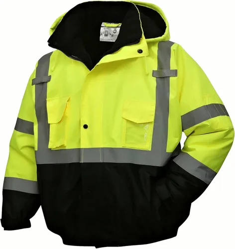 SKSAFETY Chaquetas bomber de invierno de alta visibilidad 3 en 1 con forro polar desmontable con cremallera, abrigos de seguridad reflectantes