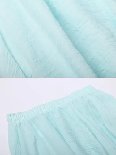 Miniatura 14 de OCHENTA Falda larga de lino y algodón bohemio para mujeres y niñas para vacaciones de verano en la playa