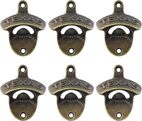 Miniatura 6 de Bronce antiguo montado en la pared de latón abrebotellas TEXAS Beer Top Abridor Mesa Montada