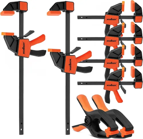 HORUSDY Paquete de 8 abrazaderas de barra para carpintería, abrazaderas de barra de 12" y 6", juegos de abrazaderas para carpintería, abrazaderas