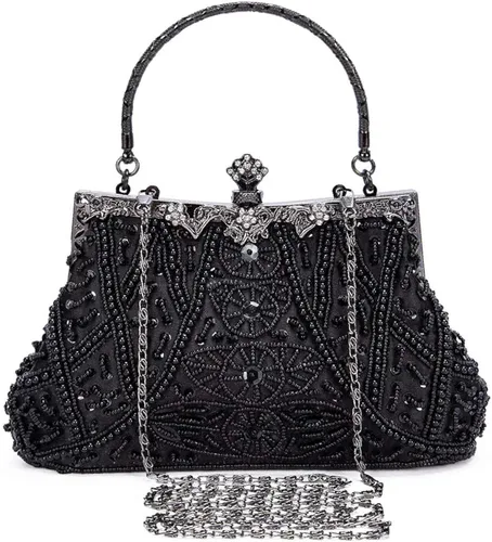 Selighting Bolsos de noche con cuentas vintage de los años 20 para mujer, bolso formal de boda, boda, bolso de mano de graduación, cóctel, fiesta