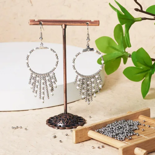 Miniatura 2 de 500 cuentas redondas de acero inoxidable 304 de 0.079 in (0.079 in), pequeñas cuentas espaciadoras sueltas de metal para hacer pulseras, collares