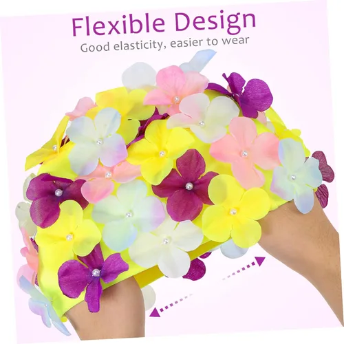 Miniatura 3 de VANZACK Gorros de ducha para mujer, gorro de natación con flores, gorro de natación floral, gorro de natación para mujer