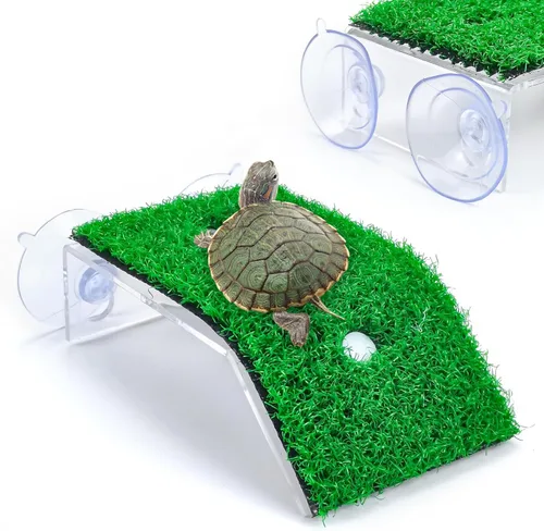 Miniatura 9 de Keedolla Plataforma de descanso de tortuga, rampa de tortuga de simulación de césped, escalera de escalada de tortuga, terraza de descanso
