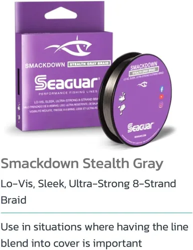 Miniatura 2 de Seaguar Smackdown - Línea de pesca trenzada de baja visibilidad, color gris sigilo, varios tamaños