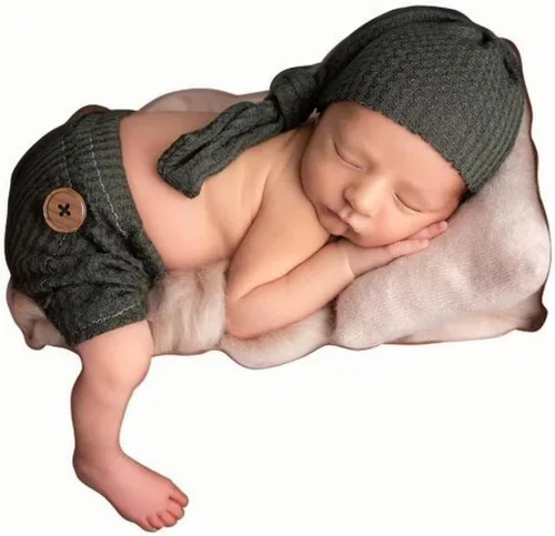 Miniatura 10 de Traje de fotografía para recién nacido, traje de bebé niño y niña, sesión de fotos de ganchillo, ropa de ganchillo, sombrero, pantalones, accesorio
