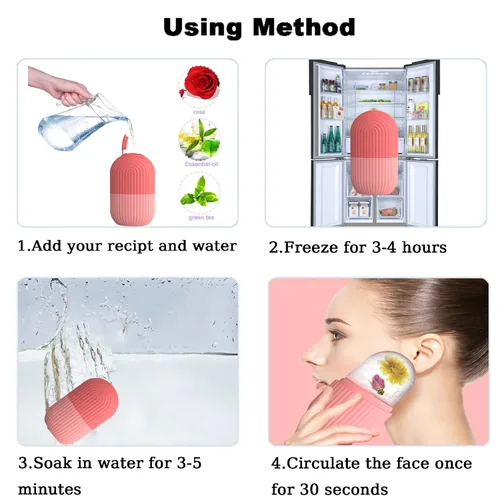 Miniatura 3 de Joyeee Rodillo facial de hielo, molde de silicona reutilizable, masaje facial, belleza facial, herramientas para el cuidado de la piel, aplica hielo
