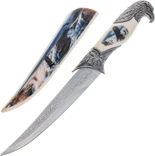 Miniatura 17 de ASR Outdoor Cuchillo de caza de coleccionistas de 13 pulgadas con vaina decorativa y mango con cabeza de animal (muchos estilos)