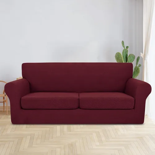 Miniatura 2 de JIVINER Fundas de sofá de 3 piezas para sofá de 2 cojines, funda elástica para sofá con 2 fundas de cojín de asiento extra grandes, fundas de sofá