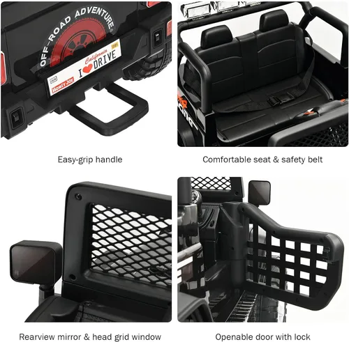 Miniatura 5 de Costzon - Camioneta de paseo para niños de 2 plazas, vehículo eléctrico con batería de 12 V con control remoto, 2 velocidades, suspensión