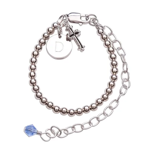 Miniatura 2 de Cherished Moments Pulsera de bautismo a novia de regalo para niñas pequeñas en plata de ley 925 o chapado en oro de 14 quilates con perlas