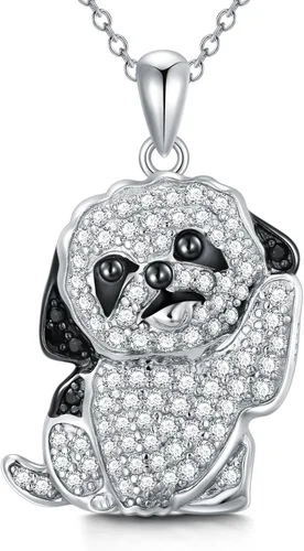 Collares con colgante de perro de plata de ley S925 – 24 razas corgi/husky/labrador/pastor para mujer