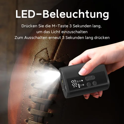 Miniatura 3 de Woowind Bomba eléctrica de baloncesto con indicador de presión, iluminación LED y banco de energía, inflador de bolas portátil automático con aguja