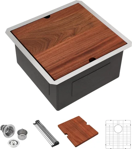 Miniatura 35 de Lordear - Fregadero de barra de 12 pulgadas bajo montaje, estación de trabajo, calibre 16, T304, 12 x 15, acero inoxidable, fregadero de cocina