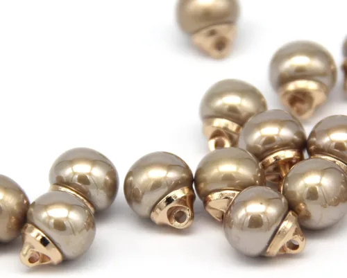 Miniatura 3 de Botones redondos de perlas de imitación beige de 0.394 pulgadas con vástago de metal dorado, para ropa, camisas, faldas, vestidos de novia