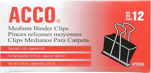 Miniatura 5 de ACCO 72062 - Clips para carpeta, medianos, color negro, 12 por caja, 2 cajas