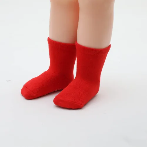 Miniatura 6 de 6 pares de calcetines antideslizantes acogedores y cálidos tipo crew con agarres para bebés, infantes, niños pequeños, niños y niñas