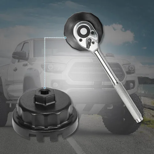 Miniatura 6 de X AUTOHAUX Llave de tapa de filtro de aceite, 14 flautas, 4 ranuras, herramienta de extracción de tapa de filtro de aceite de 2.539 in para Toyota