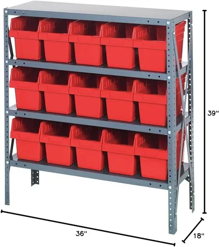 Miniatura 316 de Quantum QSBU-245BK Heavy Duty Shelving Unit with (7) Shelves and (24) QUS245 Black Bins for Garage Warehouse Storage Distribution 400 lb Load