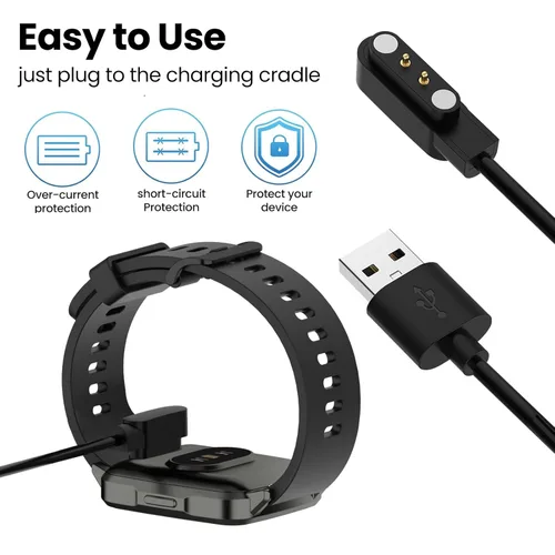Miniatura 2 de Cable de carga compatible con WZWNEER Smart Watch, cable de carga magnético portátil USB para LUOBA Accesorios de cable de cargador (negro* 2)