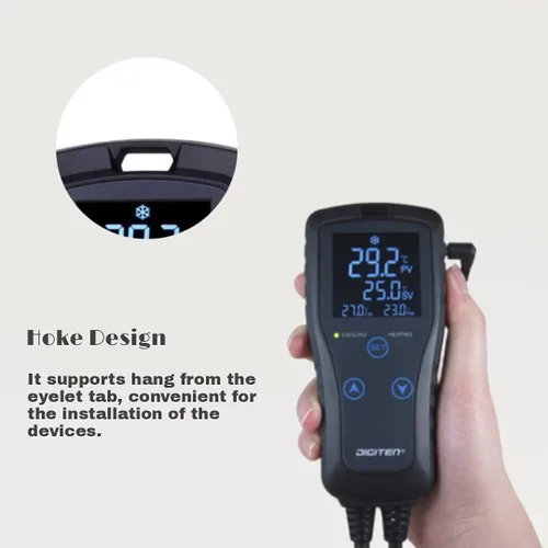 Miniatura 3 de DIGITEN DTC102 Controlador de temperatura Salida Termostato de enchufe de 2 etapas Termostato digital de invernadero para reptiles, controlador