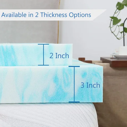 Miniatura 4 de Cubrecolchón de espuma viscoelástica de gel de 2 pulgadas para cama de tamaño individual