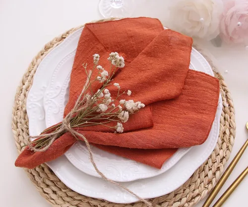 Miniatura 11 de Servilletas de tela para cena 10 unidades, servilletas de gasa 100% algodón natural suave, servilletas lavables ideales para bodas, decorativas