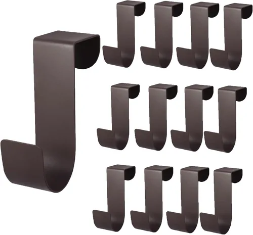 Miniatura 7 de Biaungdo 6 Piezas Ganchos para Puerta de Gabinete, Ganchos Colgadores Organizadores Soporte de Acero Inoxidable Marrón para la Parte Posterior