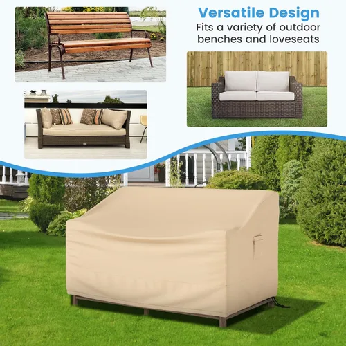 Miniatura 4 de GOFLAME Funda para sofá de patio de 2 plazas, funda resistente para sofá de exteriores, con rejillas de ventilación, asa y hebilla, resistente al