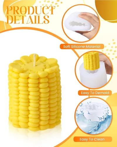 Miniatura 4 de Molde de silicona en forma de maíz, moldes de maíz 3D, molde de caramelo de alimentos artificiales, moldes de mousse de postre francés, molde