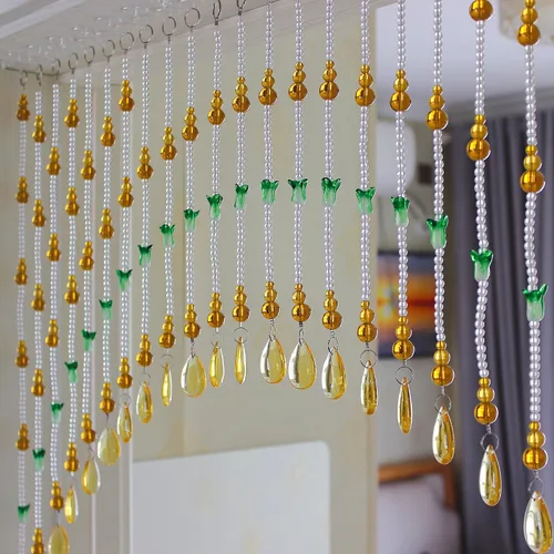 Miniatura 10 de Cortina de cuentas de cristal para puertas, cortinas colgantes de cuentas de vidrio para ventanas, divisores de habitación, dormitorio, cafetería
