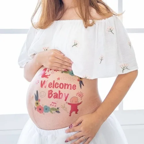 Miniatura 7 de Tuzuru Calcomanías de embarazo para el vientre, calcomanías de tatuaje para pintura corporal, lindas calcomanías para embarazo, baby shower, regalos