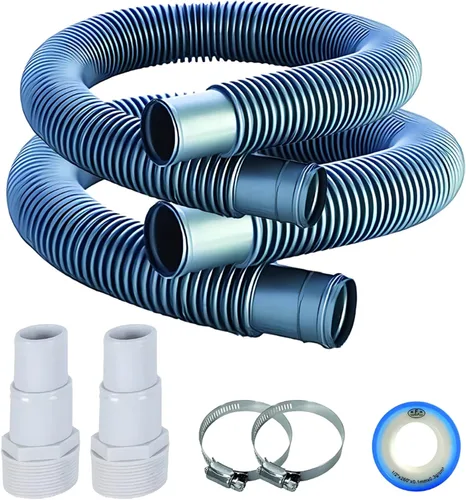 FibroPool Kit de manguera de filtro de piscina de 1-1/2 pulgadas, paquete de 2 de 6 pies, puños reforzados, adaptadores de abrazaderas y cinta de