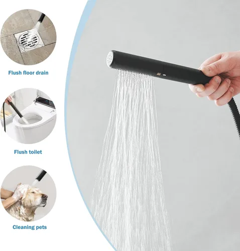Miniatura 5 de RUMOSE Grifo Llenador de Bañera Independiente Grifo de Bañera Negro Mate Montaje en Piso Grifo de Bañera Cascada Independiente Llenador de Bañera
