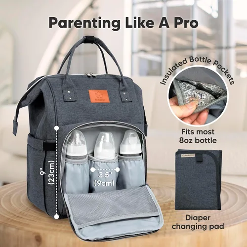 Miniatura 4 de KeaBabies - Mochila pañalera grande impermeable para viajes gris (Mystic Gray)