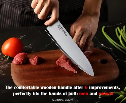 Miniatura 2 de Cuchillo de chef japonés de acero de alto carbono de 8 pulgadas, cuchillo de cocina profesional afilado para cortar carne y verduras con mango