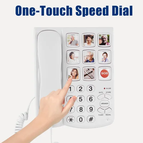 Miniatura 2 de Teléfonos fijos para personas mayores, teléfono simple con botón grande para personas mayores con cable teléfono fijo para personas con discapacidad