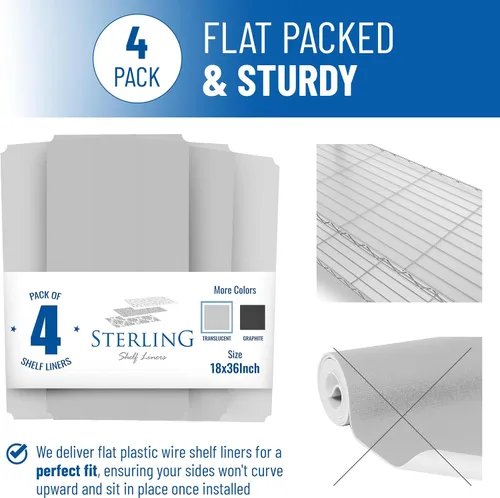Miniatura 4 de Sterling Shelf Liners Cubiertas de rejilla de alambre: Cubierta de revestimiento de estante de plástico para estanterías de alambre: Cubiertas