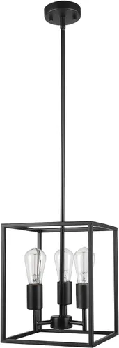 Miniatura 11 de Globe Electric 44773 Colgante de 1 luz para exteriores, negro mate, pantalla de vidrio transparente, enchufe base E26, isla de cocina, cafetería