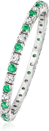 Miniatura 3 de Ross-Simons Anillo de eternidad con piedras preciosas y diamantes en oro blanco de 14 quilates, Talla 7, Gema, multi