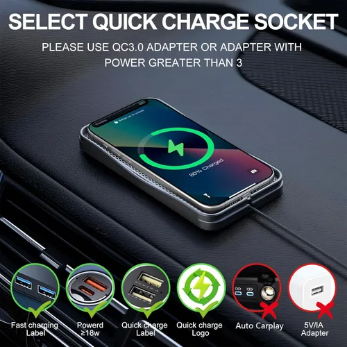 Miniatura 3 de Cargador inalámbrico para automóvil, cargador inalámbrico máximo de 15 W para automóvil, almohadilla de carga antideslizante compatible con iPhone