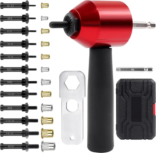 Miniatura 9 de YUZES Herramienta de Tuerca de Remache Kit de Tuercas de Remache, Adaptador de Pistola de Tuerca de Remache Compatible con Taladro Inalámbrico
