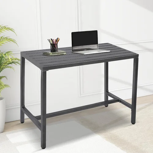 Miniatura 2 de Mesa de bar para exteriores, mesa consola de altura de pub para patio con marco de acero con revestimiento de polvo, parte superior resistente a