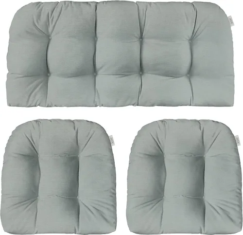 Miniatura 46 de RSH DECOR: Sunbrella - Juego de 3 cojines de mimbre copetudos 41 x 19 pulgadas y 19 x 19 pulgadas Fabricado con tela de rendimiento Sunbrella