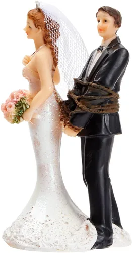 Miniatura 7 de Juvale Divertida decoración para tartas de boda, decoración de figura de novia atada para novio y pareja