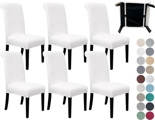 Miniatura 27 de SPRINGRICO Paquete de 2 fundas para sillas de comedor con cinturón de seguridad, fundas elásticas para sillas Parsons lavables, fundas protectoras
