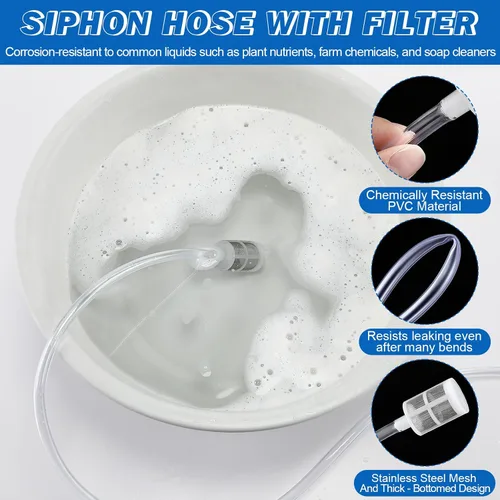 Miniatura 4 de Enhon Kit de inyector químico de tubo de sifón, manguera de sifón para lavadora a presión con filtro, kit de inyector de jabón químico compatible
