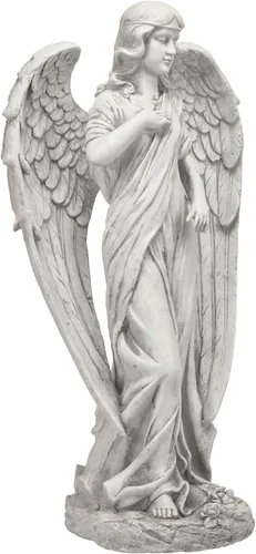 Miniatura 9 de Alpine Corporation 79 cm de alto Estatua de ángel para interior/exterior Arte de jardín Decoración, gris claro 31 pulgadas de alto - Ángel gris claro
