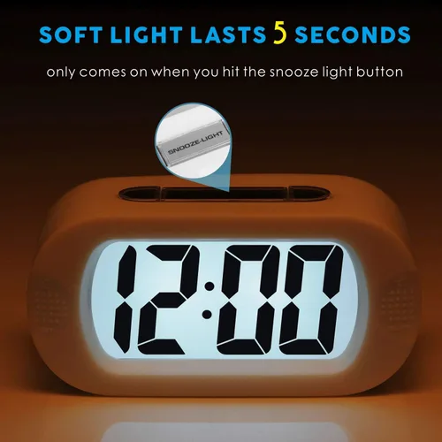 Miniatura 3 de Plumeet Reloj Despertador para Niños LCD Digital Grande Relojes Despertadores de Viaje con Repetición y Luz Nocturna - Sonido Ascendente