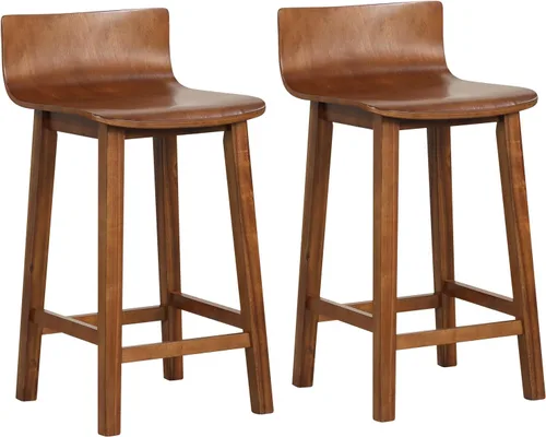 Miniatura 15 de Giantex Juego de 2 taburetes de bar de 24.5 pulgadas, taburetes de bar de altura de mostrador con respaldo bajo y reposapiés, sillas de comedor